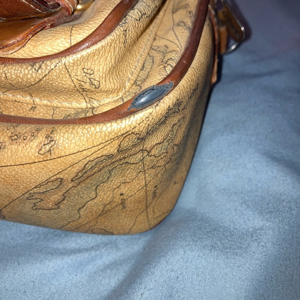 Pierre Balmain Map-Print Messenger Bag in Tan and Brown - Picture 5 of 11